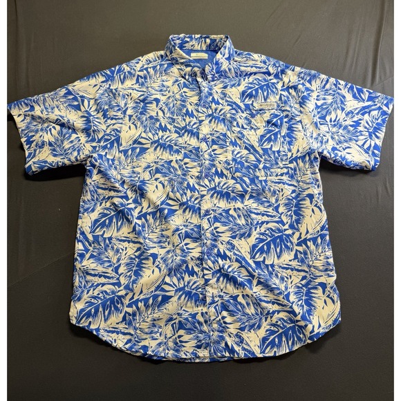 Columbia Other - Columbia PFG Vented Fishing Shirt Large Allover Print Tropical Swordfish Blue